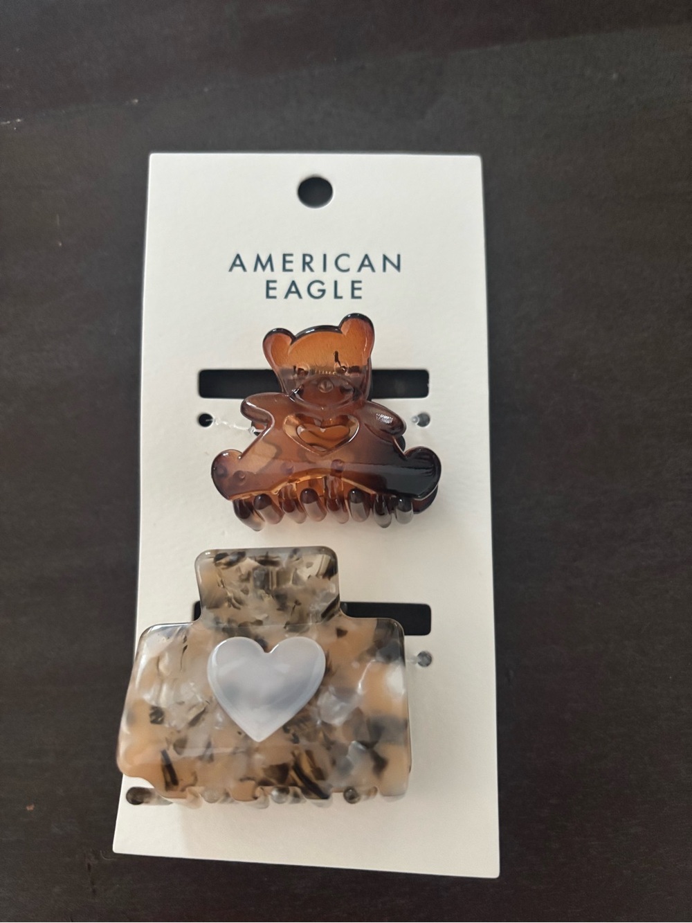 American Eagle Outfitters Kids Amber Bear & Brown Marbled Hair Claw Clip Set